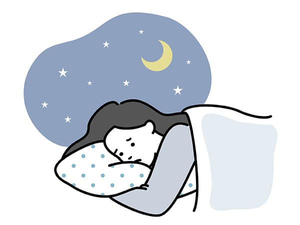不眠症で悩む女性イラスト